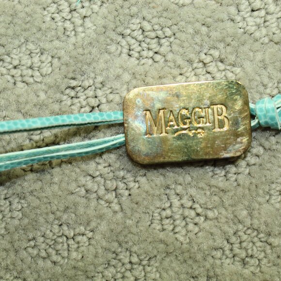 Maggi B Natural Straw & Aqua Blue Edging And Handles Handbag - Picture 13 of 15